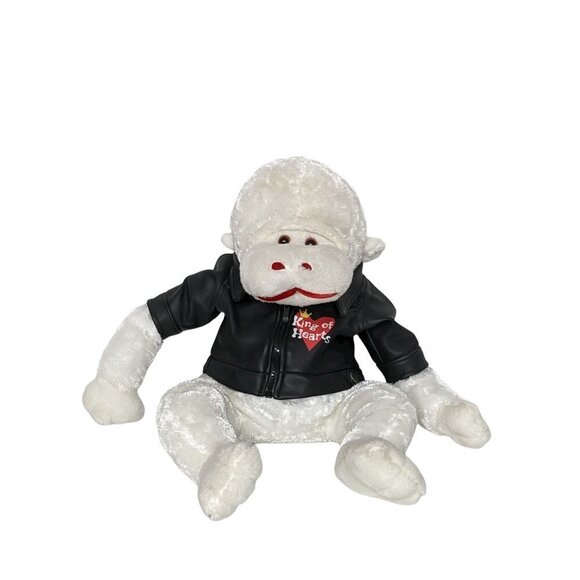 Dan Dee White Gorilla King of Hearts Motorcycle Leather Jacket Plush 21" - Picture 1 of 7